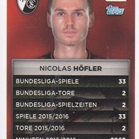 SC Freiburg Topps Quartett Sammelkarte Nicolas Höfler