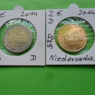 Deutschland BRD 2014 2 x 2 Euro Sonderm.1 x verg. Niedersachsen
