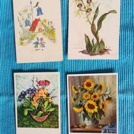 4 Ansichtskarten Postkarten alt 1 x 1943 Blumen Konvolut Lot