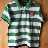 grün-/ beigegestreiftes Poloshirt Gr. 164 (5121)