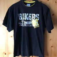 schwarzes T-Shirt Gr. 176 mit Aufdruck "Bikers" (5117)