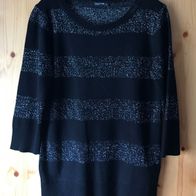 schwarz-silbergestreifter Pullover Gr. S (5131)