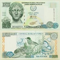 Cyprus, Zypern 10 Pound 2005 - Pick.62e - Fast Kassenfrisch / AU