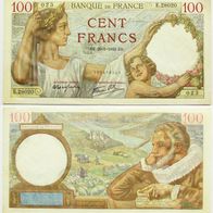 Frankreich 100 Francs 1941 - Vorzüglich / XF