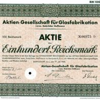 Lot 100 x Aktien-Gesellschaft für Glasfabrikation vorm. Gebrüder Hoffmann 1930 100 RM