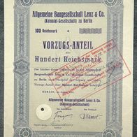 Lot 100 x Allgemeine Baugesellschaft Lenz & Co. (Kolonial-Geschäft) Vorzüge 1935 m. S