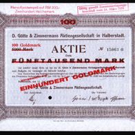 Lot 100 x D. Götte & Zimmermann Aktiengesellschaft in Halberstadt 1923 5000 Mark