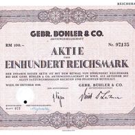 Lot 100 x Gebr. Böhler & Co. Aktiengesellschaft 1939 100 RM