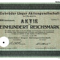 Lot 100 x Gebrüder Unger Aktiengesellschaft 1928 100 RM