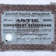 Lot 100 x Zuckerfabrik Rastenburg Aktiengesellschaft 1924 100 RM