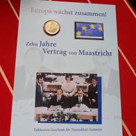 Deutschland BRD 2003 1 Euro mit Briefmarke auf Schmuckblatt