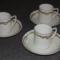 3 x Victoria Austria Kaffeesets , Kaffeetasse mit Untertasse Jugendstil um 1900
