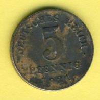 Kaiserreich 5 Pfennig 1921 D