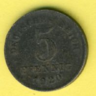 Kaiserreich 5 Pfennig 1920 D