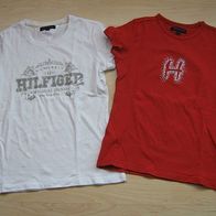 2x tolles T-Shirt Tommy Hilfiger Gr. 128/134/140 rot und weiß (0714)
