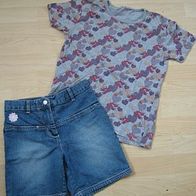 niedliche Jeans - Shorts ALIVE + T-Shirt NKD Gr. 140 (0714)