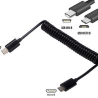 Micro USB auf Mini USB Spiralkabel Typ B Stecker Kabel Adapter Adapterkabel