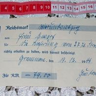 Quittung v. 1944 Flucht Futter Reichsmark Ostpreußen Original