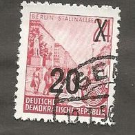 Briefmarke DDR: 1954 - 20 auf 24 Pfennig - Michel Nr. 439 Ig X