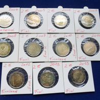 Finnland 2004 - 2013 11 x 2 Euro Gedenkmünzen