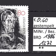 BRD / Bund 1986 100. Geburtstag von Oskar Kokoschka MiNr. 1272 Vollstempel