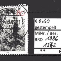 BRD / Bund 1986 100. Geburtstag von Oskar Kokoschka MiNr. 1272 Vollstempel -1-