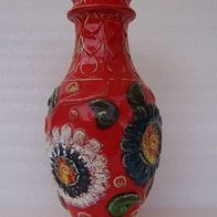 Bay Keramik Vase mit Blumen-Reliefdekor, Design Bodo Mans 60ger J. * **