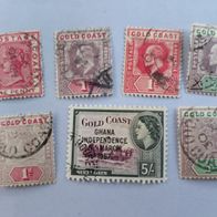 kl. Konvolut uralter Briefmarken aus Gold Coast / Guinea / West- Afrika ca. 1902 !!!!