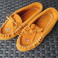 NEU Kinder Mokassin bestickt Gr. 27 28 USA Leder handgemacht Indianer Schuhe