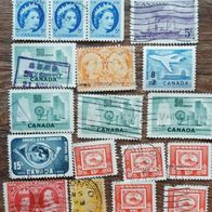 kl. Konvolut uralter Briefmarken aus Canada (Nordamerika) ab ca.1910 oder jünger