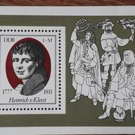 alter DDR Briefmarken/ Gedenkblock "Heinrich von Kleist" von ????? - postfrisch !