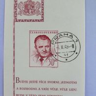 alter Briefmarkenblock/ Faksimiledruck aus Tschechien 1949 !!!! / Sonderstempel