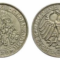 Deutsches Reich Silber 3 Reichsmark 1928D, 400. Todestag von DÜRER (1471-1528) vz+