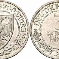 Weimarer Republik Dt. Reich Silber 3 Reichsmark 1926A, 700 J. LÜBECK Reichsstadt, vz+
