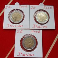 Italien 2004-2005-2006 2 Euro Gedenkmünzen