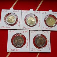 Italien 2008 - 2012 5x 2 Euro Gedenkmünzen