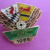 Große Schützen Schützengau Rottal 1986 Gaumeister 30 x 30 mm Anstecknadel