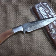 DAMAST Jagdmesser Hand verarbeitet, Leder Etui, kein Taschen- Küchenmesser