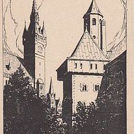 AK Braunschweig - Burggraben mit Rathaus und Burg - Gottfried Warneke (7689)