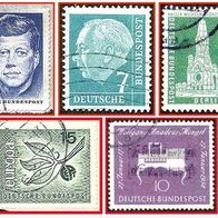407b Deutsche Bundespost - fünf gestempelte Briefmarken verschiedene Werte