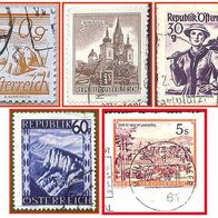 104b Österreich - fünf gestempelte Marken verschiedene Werte - Republik Österreich