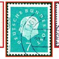 435b Deutsche Bundespost - drei gestempelte Briefmarken verschiedene Werte