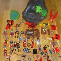Playmobil Vulkan , roter Drache , Ritter , Waffen , Pferde , Kanone viel Zubehör