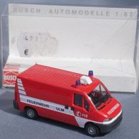 Busch 47310 Fiat Ducato Feuerwehr Ulm KLAF Klein-Alarm-Fahrzeug, dicker Druck Heck