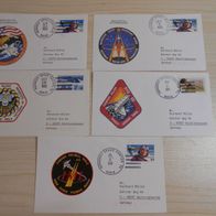 5 Belege Space Shuttle Flüge 1984, 1993 und 1994
