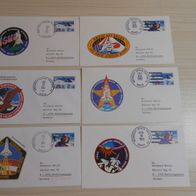 6 Belege Space Shuttle Flüge 1983,1992 und 1993