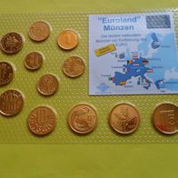 2001 Die letzten nationalen Kursmünzen der EU Staaten vergoldet