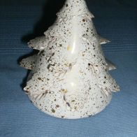 Windlicht für Teelicht Keramik Tannenbaum weiß-goldTiefe 11 cm, Höhe ca.11,5 cm weiß