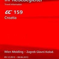 Reisebegleiter Reiseplan ÖBB Eurocity EC 159 Wien - Zagreb 12-13 Croatia Graz