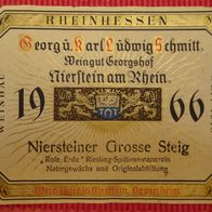 Altes Weinflaschenetikett Niersteiner Grosse Steig von 1966